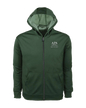 Green hoodie with a logo on a white background